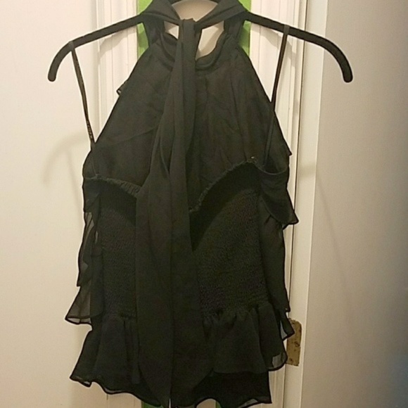 *SALE*  Rampage Black Tiered Ruffle Waterfall Halter Top~Chiffon-like - Picture 1 of 8
